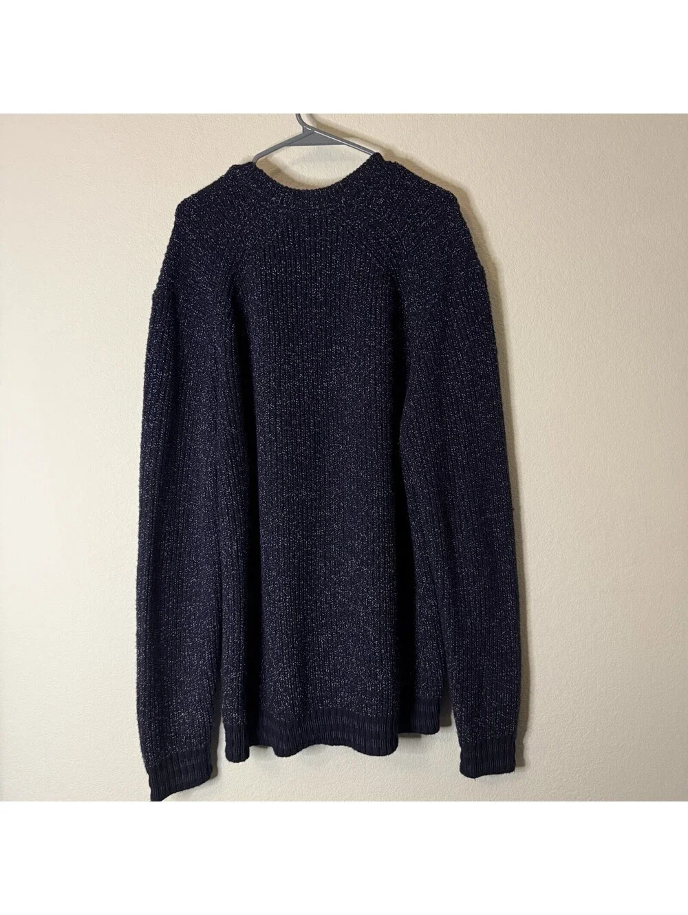 Ted Baker London Mens Size 7 Navy Blue Chunky Knit Wool Blend Crewneck Sweater